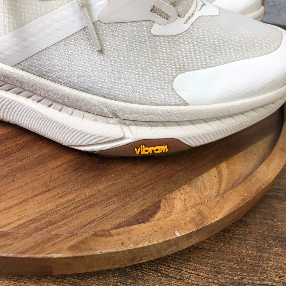 Hoka Transport Sneakers Women 8B Eggnog Gull White Vibram Cordura Walking Shoes